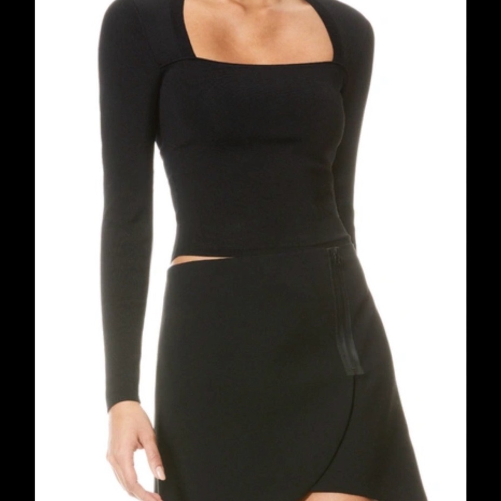 Alice + Olivia Black Ricardia Square Neck Top